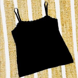 Black lace cami cotton tank top — cozy cotton shirt top - workwear -summ…